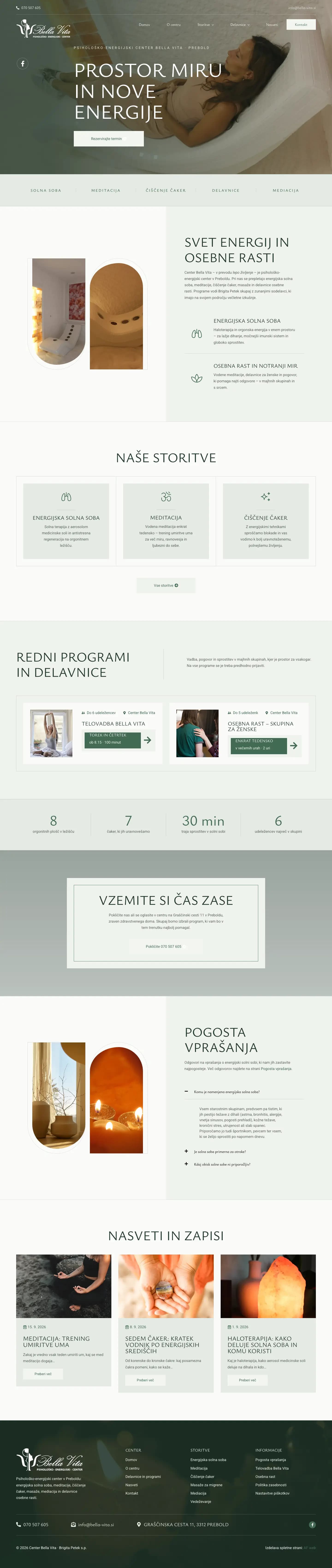 Posnetek celotne strani Center Bella Vita