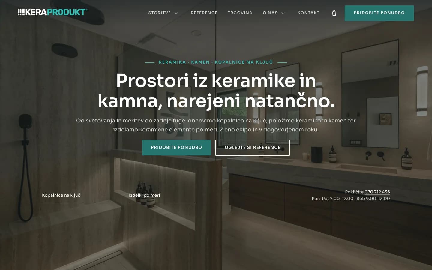 Prvi zaslon strani KERAPRODUKT